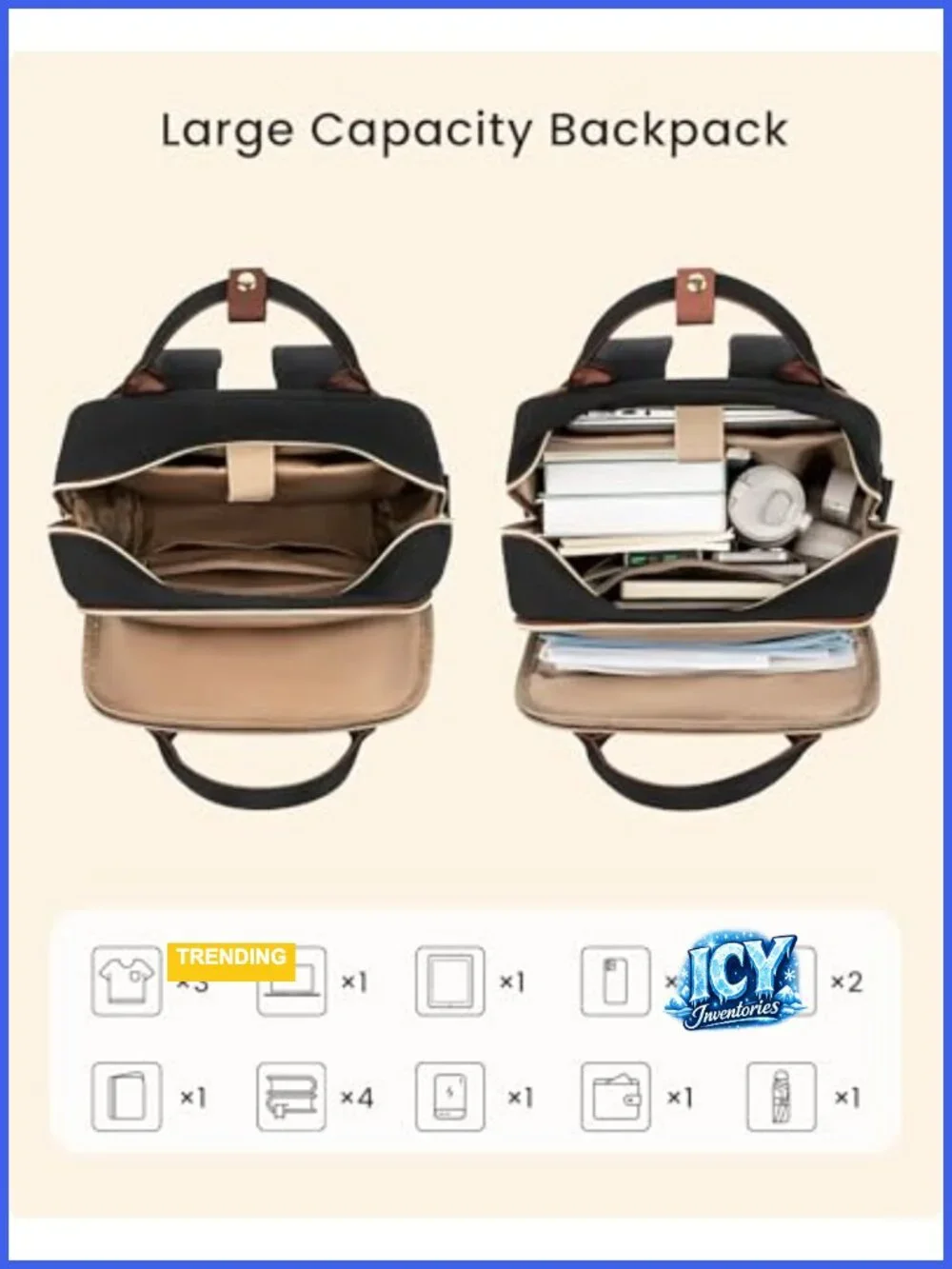 27L Laptop Backpack with Water Bottle Pockets, Waterproof Travel Backpack for